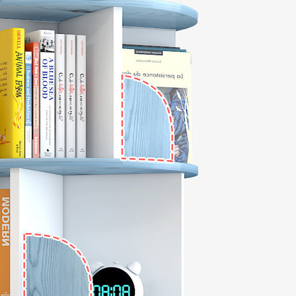 Modern Wooden Rotatable Bookcase Study Room Geometric Bookshelf