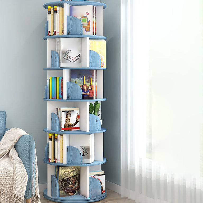 Modern Wooden Rotatable Bookcase Study Room Geometric Bookshelf