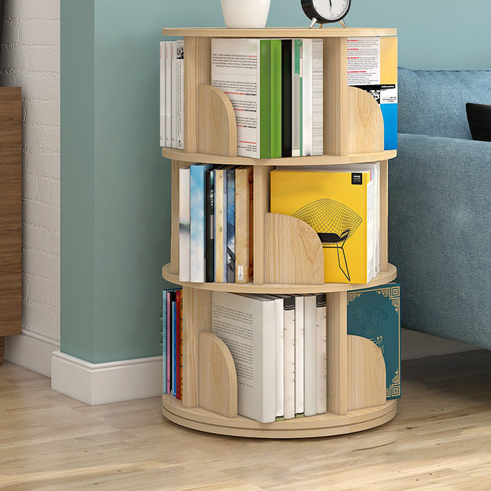 Modern Wooden Rotatable Bookcase Study Room Geometric Bookshelf