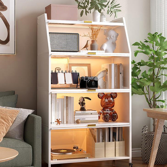 Modern Style Bookshelf Metal Closed Back Bookcase with Door for Home Office