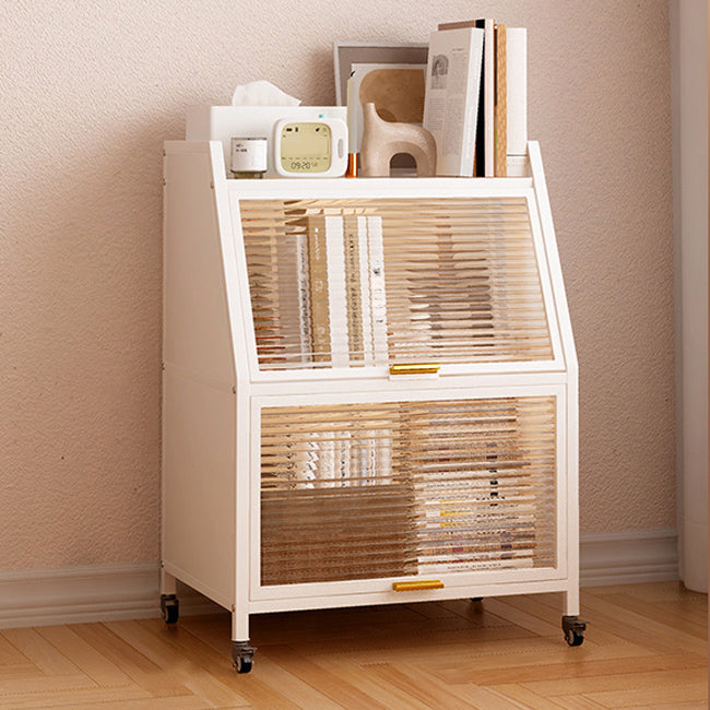 Modern Style Bookshelf Metal Closed Back Bookcase with Door for Home Office