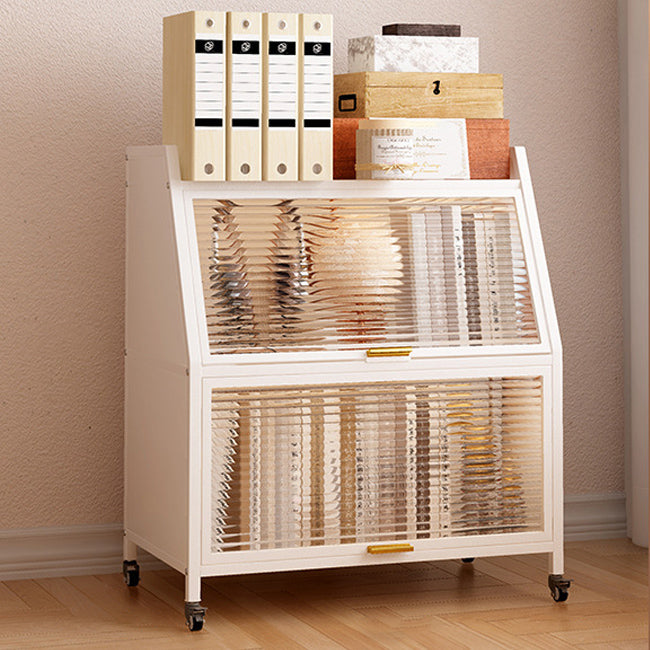 Modern Style Bookshelf Metal Closed Back Bookcase with Door for Home Office