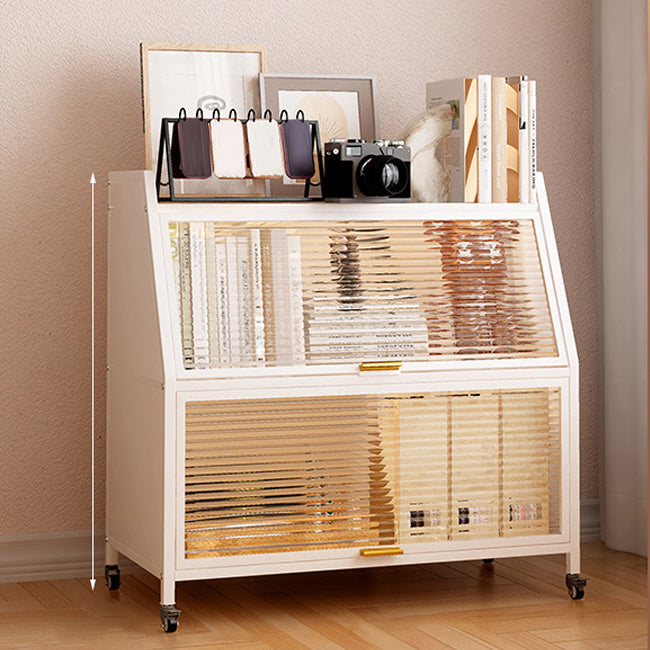 Modern Style Bookshelf Metal Closed Back Bookcase with Door for Home Office