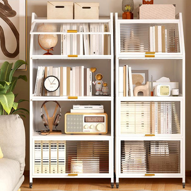 Modern Style Bookshelf Metal Closed Back Bookcase with Door for Home Office