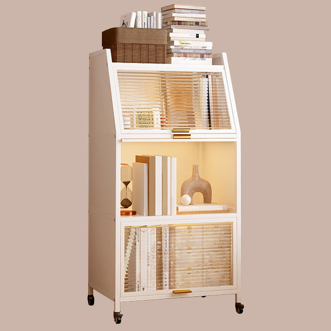 Modern Style Bookshelf Metal Closed Back Bookcase with Door for Home Office