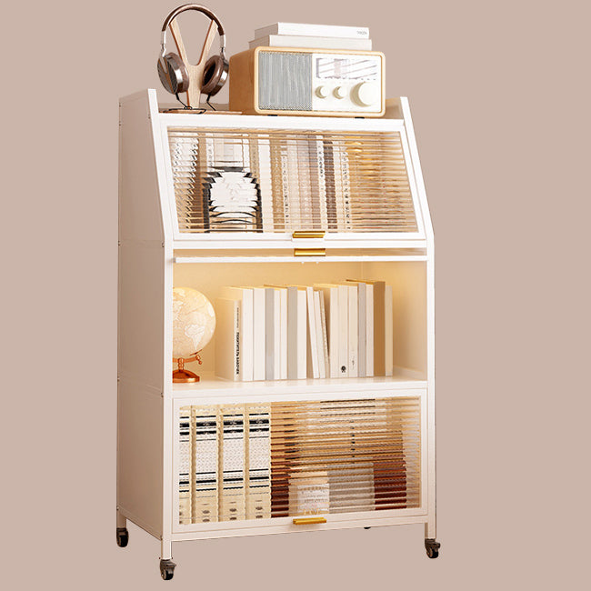 Modern Style Bookshelf Metal Closed Back Bookcase with Door for Home Office