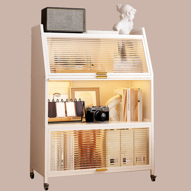 Modern Style Bookshelf Metal Closed Back Bookcase with Door for Home Office