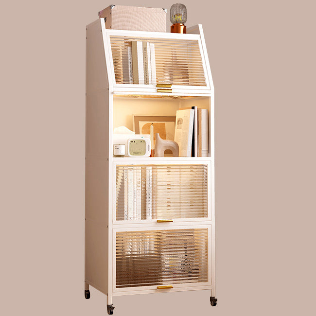 Modern Style Bookshelf Metal Closed Back Bookcase with Door for Home Office