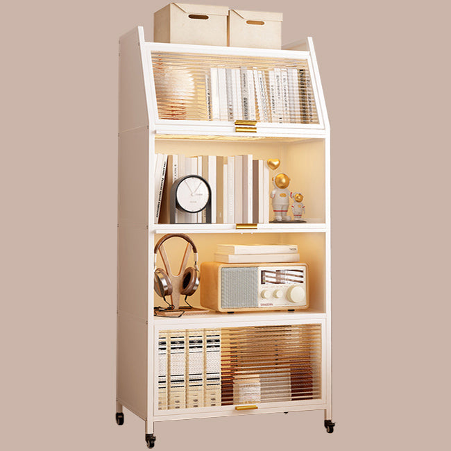 Modern Style Bookshelf Metal Closed Back Bookcase with Door for Home Office