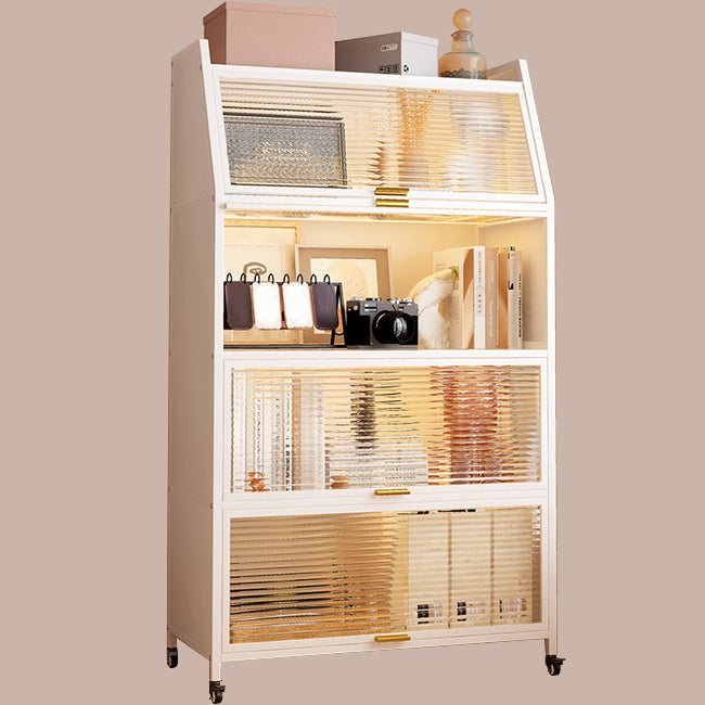 Modern Style Bookshelf Metal Closed Back Bookcase with Door for Home Office