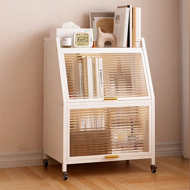 Modern Style Bookshelf Metal Closed Back Bookcase with Door for Home Office