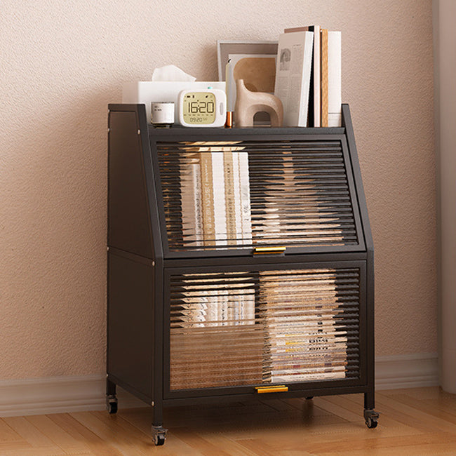 Modern Style Bookshelf Metal Closed Back Bookcase with Door for Home Office