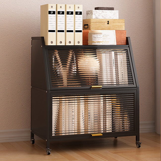 Modern Style Bookshelf Metal Closed Back Bookcase with Door for Home Office