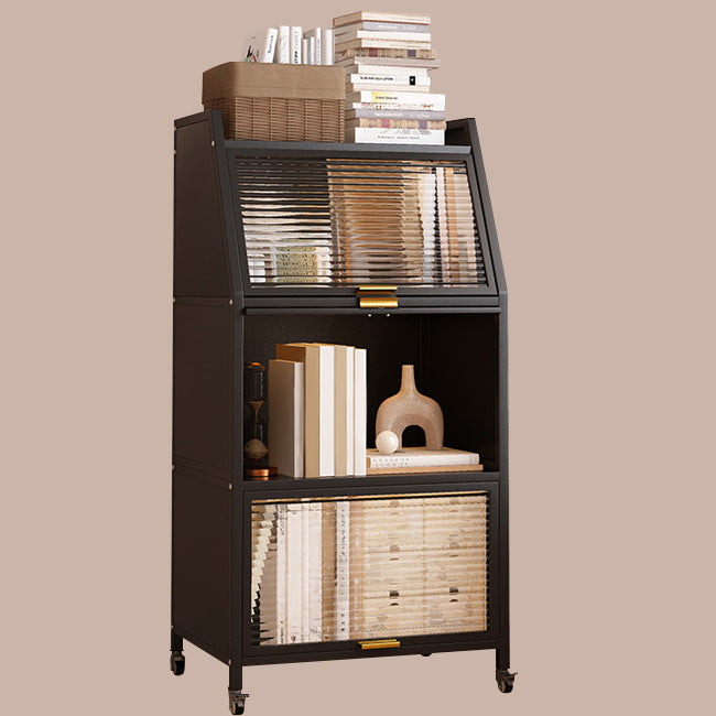 Modern Style Bookshelf Metal Closed Back Bookcase with Door for Home Office