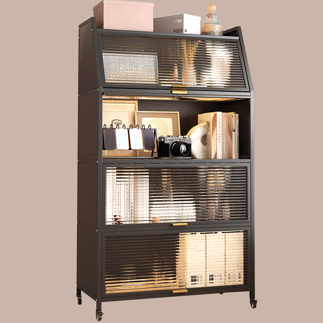 Modern Style Bookshelf Metal Closed Back Bookcase with Door for Home Office