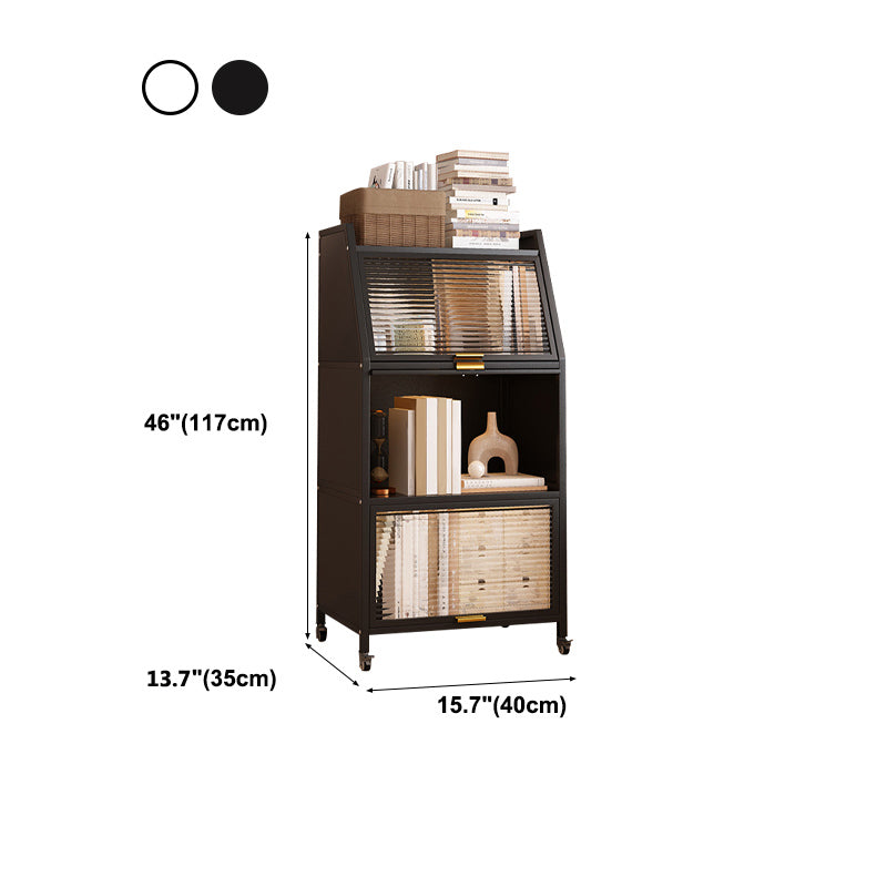 Modern Style Bookshelf Metal Closed Back Bookcase with Door for Home Office