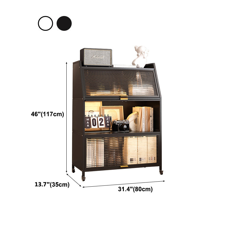 Modern Style Bookshelf Metal Closed Back Bookcase with Door for Home Office