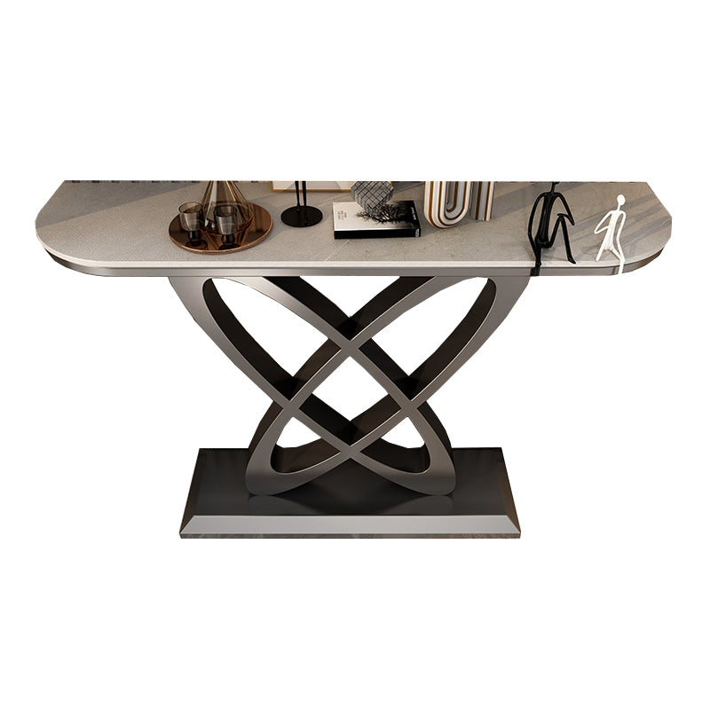 Pedestal Glam Slate Rectangle Scratch Resistant Console Table