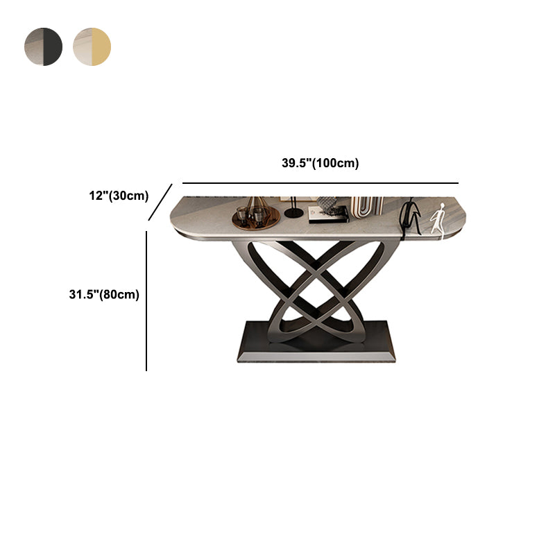 Pedestal Glam Slate Rectangle Scratch Resistant Console Table