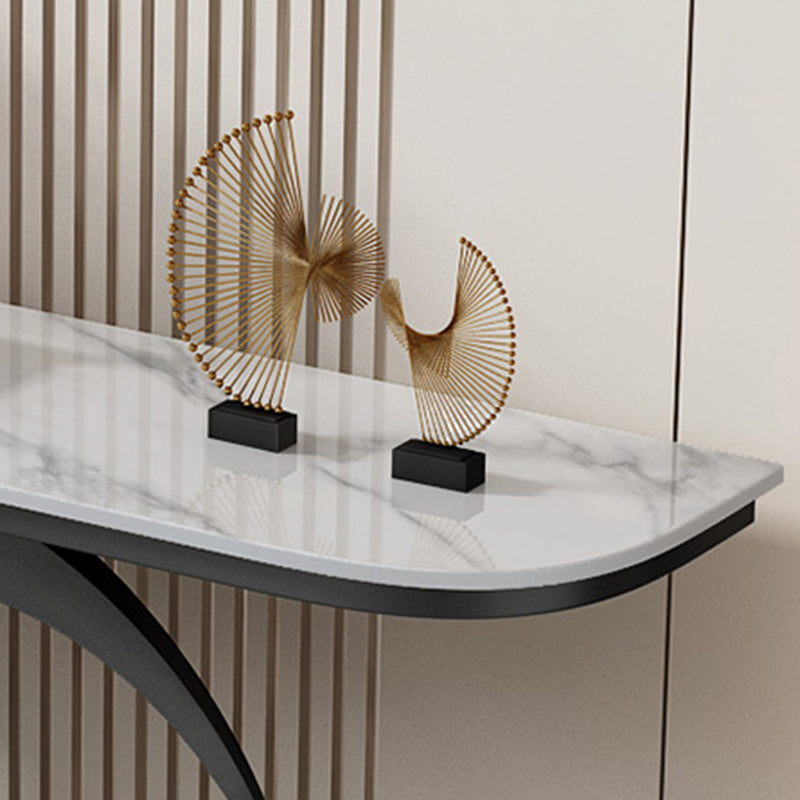 Abstract Glam Slate/metal Half Moon Stain Resistant Console Table for Hall