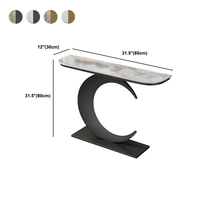 Abstract Glam Slate/metal Half Moon Stain Resistant Console Table for Hall