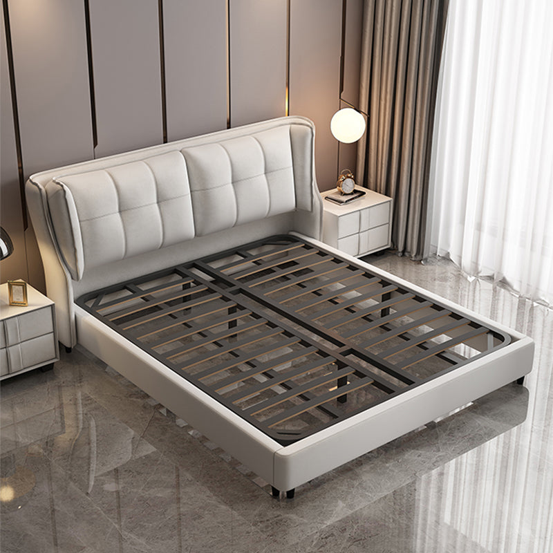 Contemporary Tufted Standard Bed with Wingback Headboard and Legs