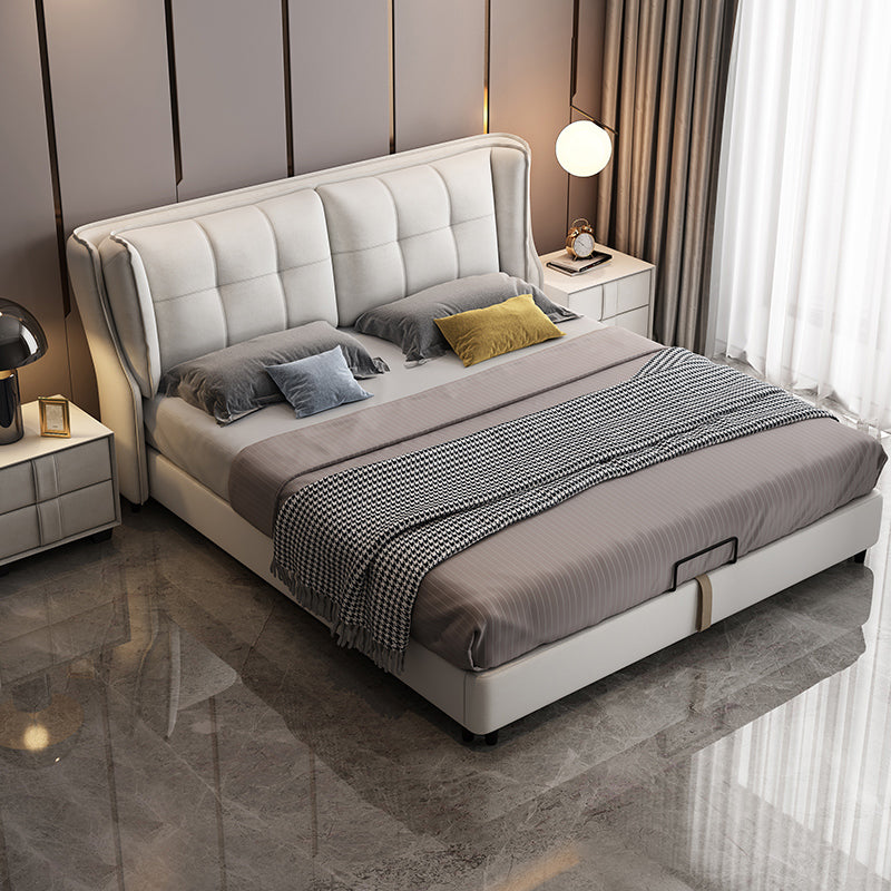 Contemporary Tufted Standard Bed with Wingback Headboard and Legs