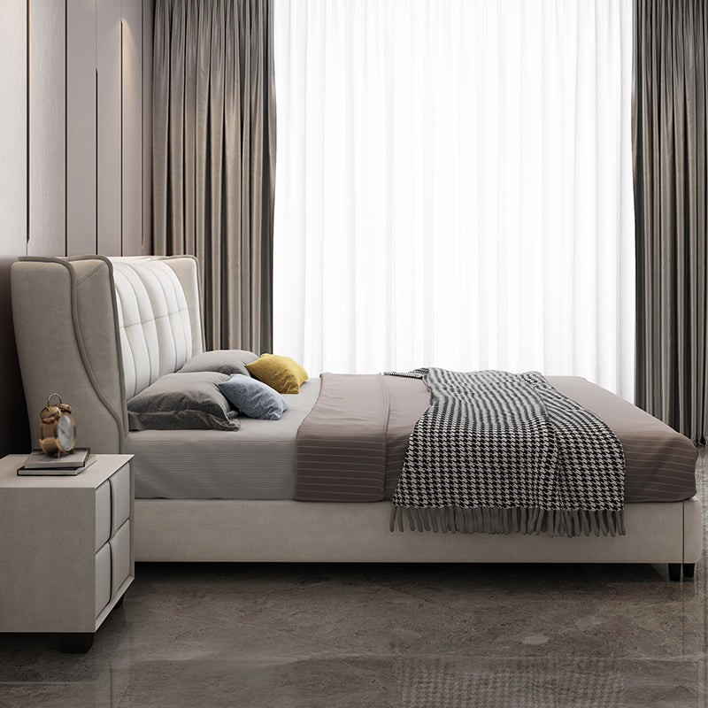 Contemporary Tufted Standard Bed with Wingback Headboard and Legs