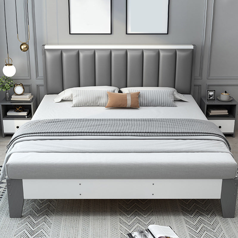 Modern Panel Wood Standard Bed with Rectangular Headboard for Bedroom