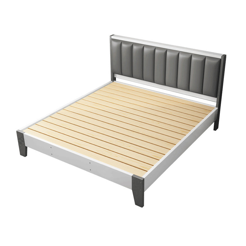 Modern Panel Wood Standard Bed with Rectangular Headboard for Bedroom