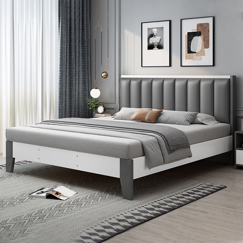 Modern Panel Wood Standard Bed with Rectangular Headboard for Bedroom