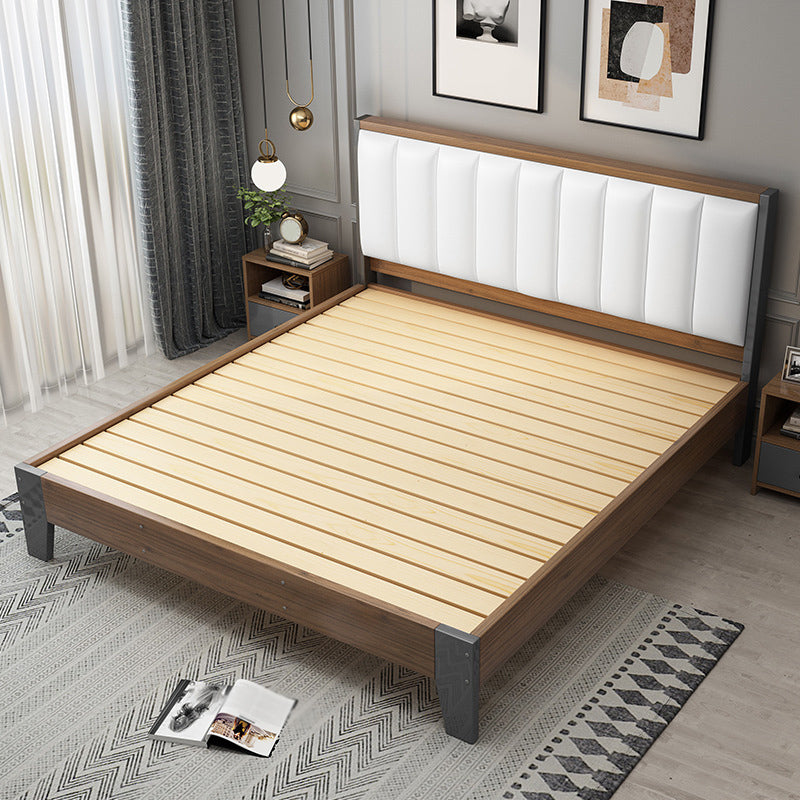 Modern Panel Wood Standard Bed with Rectangular Headboard for Bedroom