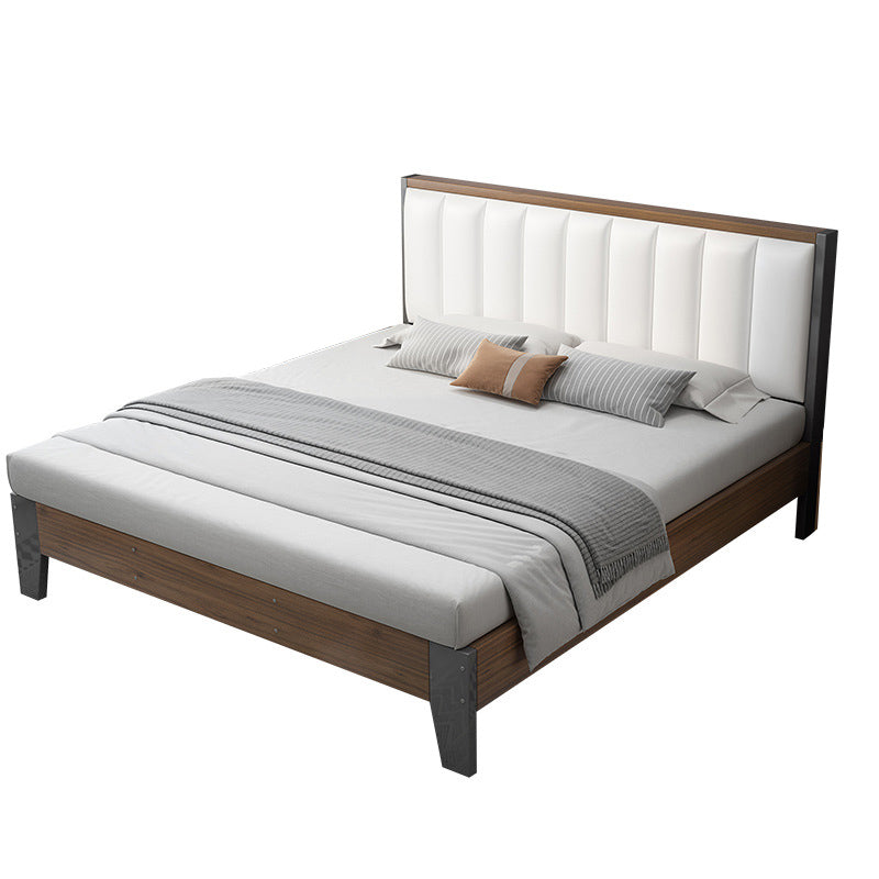 Modern Panel Wood Standard Bed with Rectangular Headboard for Bedroom