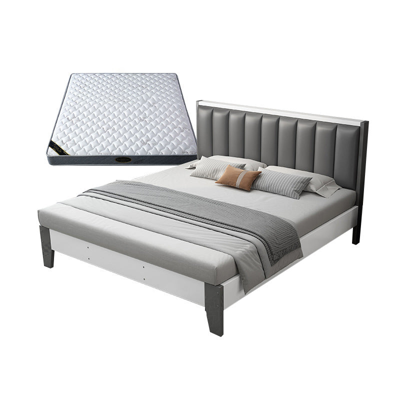 Modern Panel Wood Standard Bed with Rectangular Headboard for Bedroom
