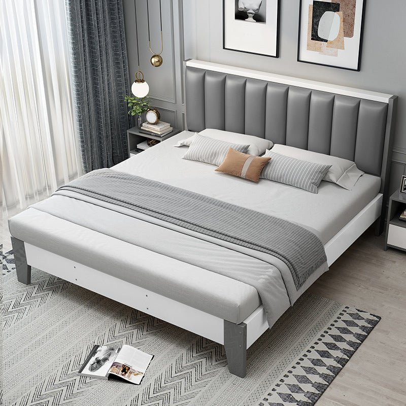 Modern Panel Wood Standard Bed with Rectangular Headboard for Bedroom