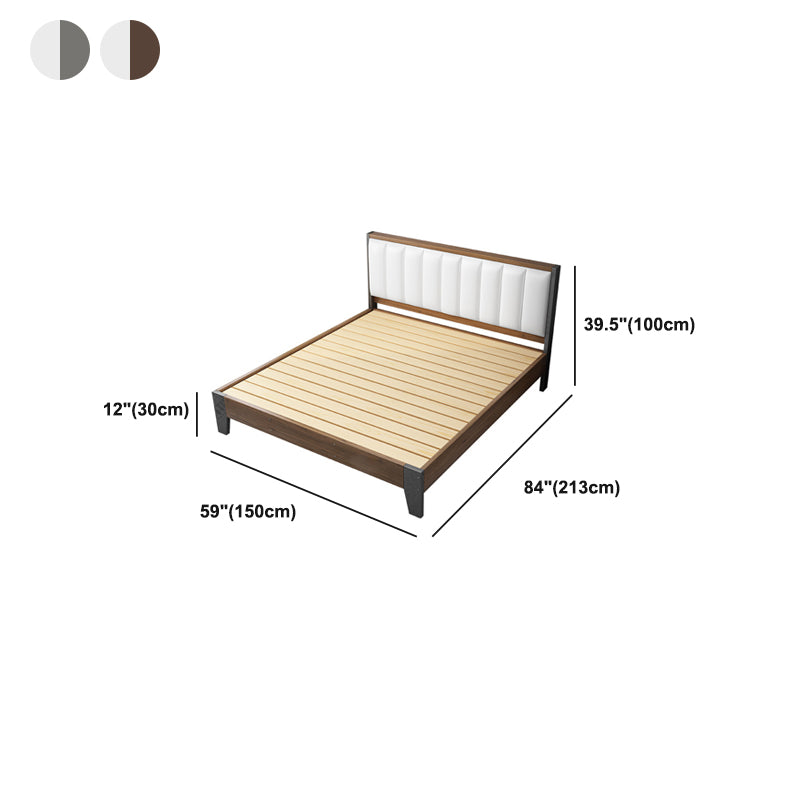 Modern Panel Wood Standard Bed with Rectangular Headboard for Bedroom