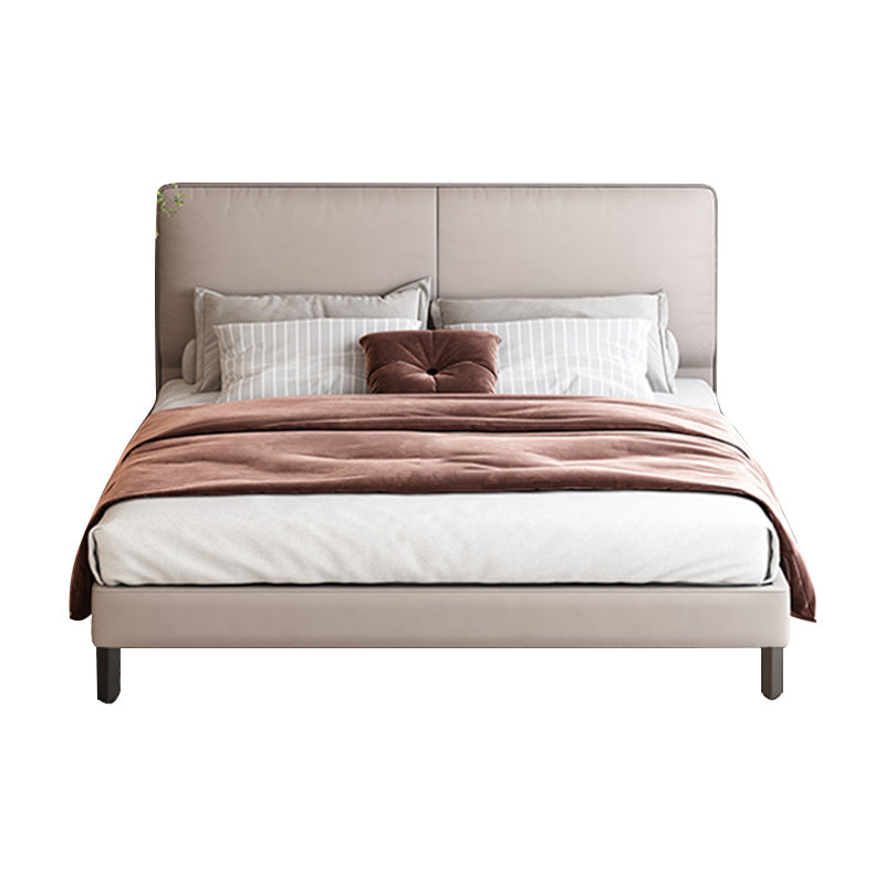 Modern Style Panel Wood Standard Bed with Rectangular Headboard