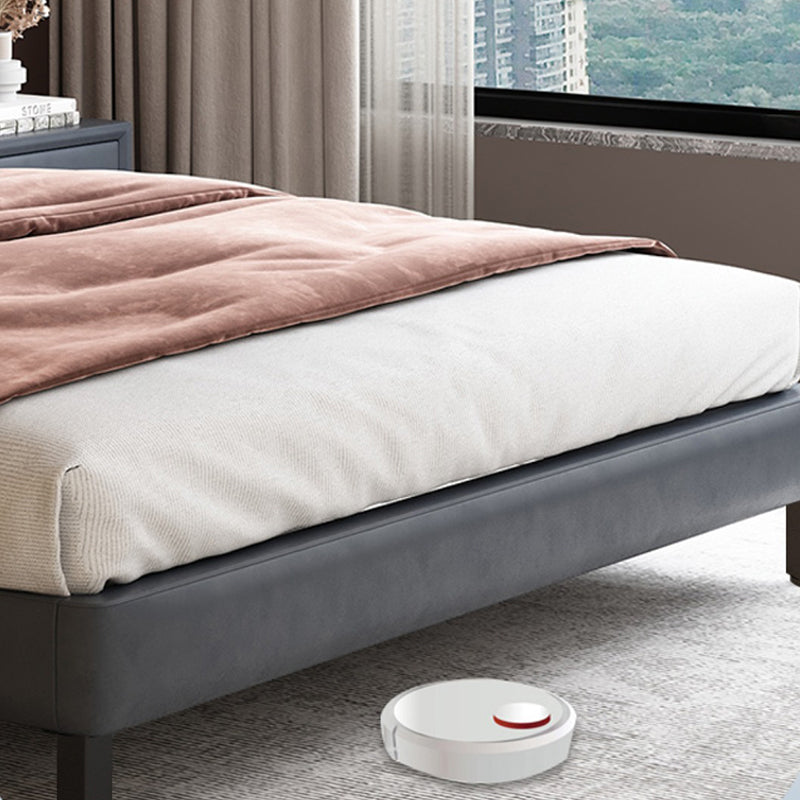 Modern Style Panel Wood Standard Bed with Rectangular Headboard