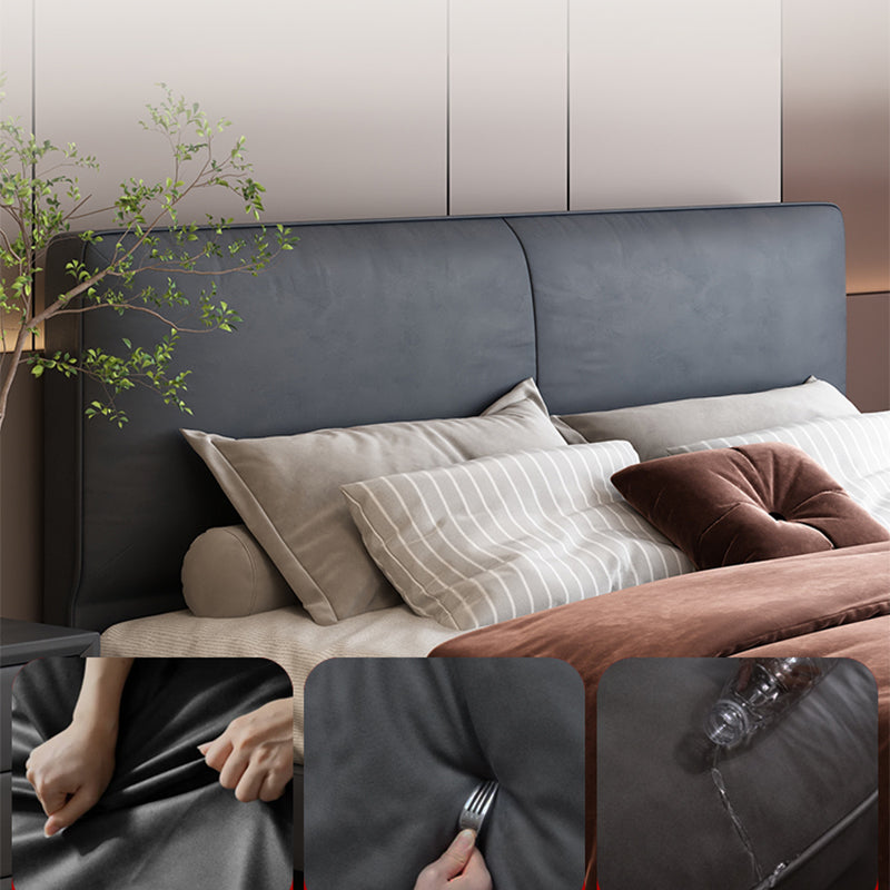 Modern Style Panel Wood Standard Bed with Rectangular Headboard