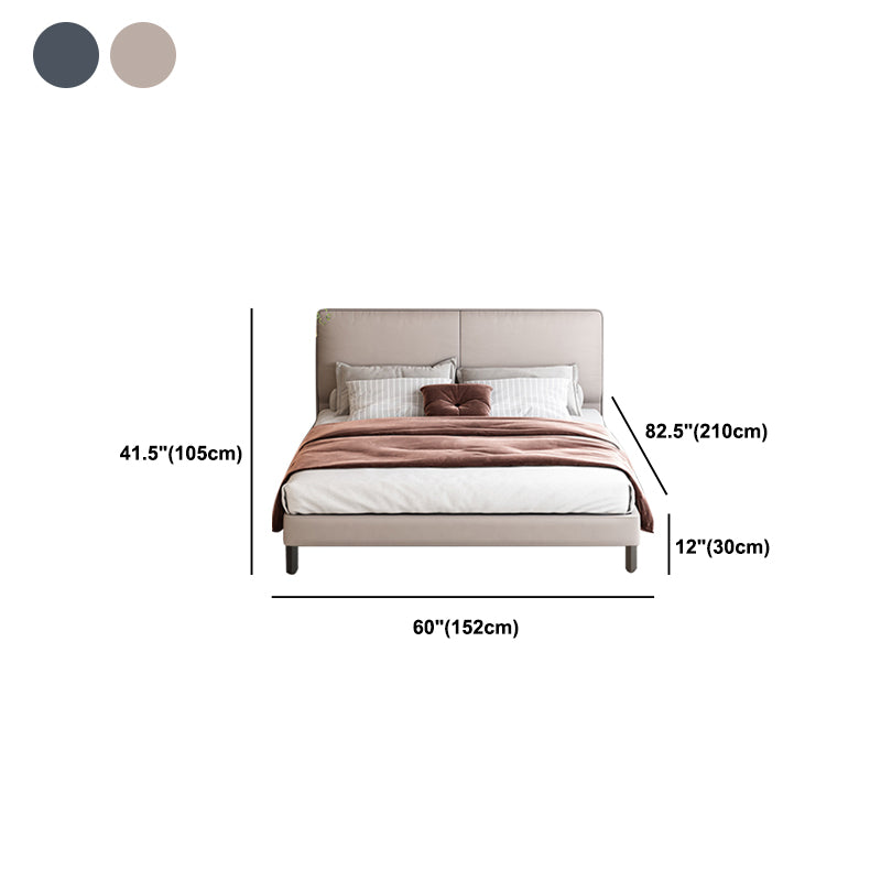 Modern Style Panel Wood Standard Bed with Rectangular Headboard