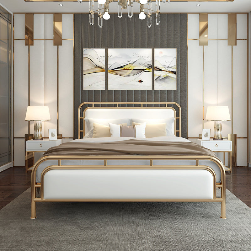 Contemporary Metal Open-Frame Standard Bed with Rectangular Headboard