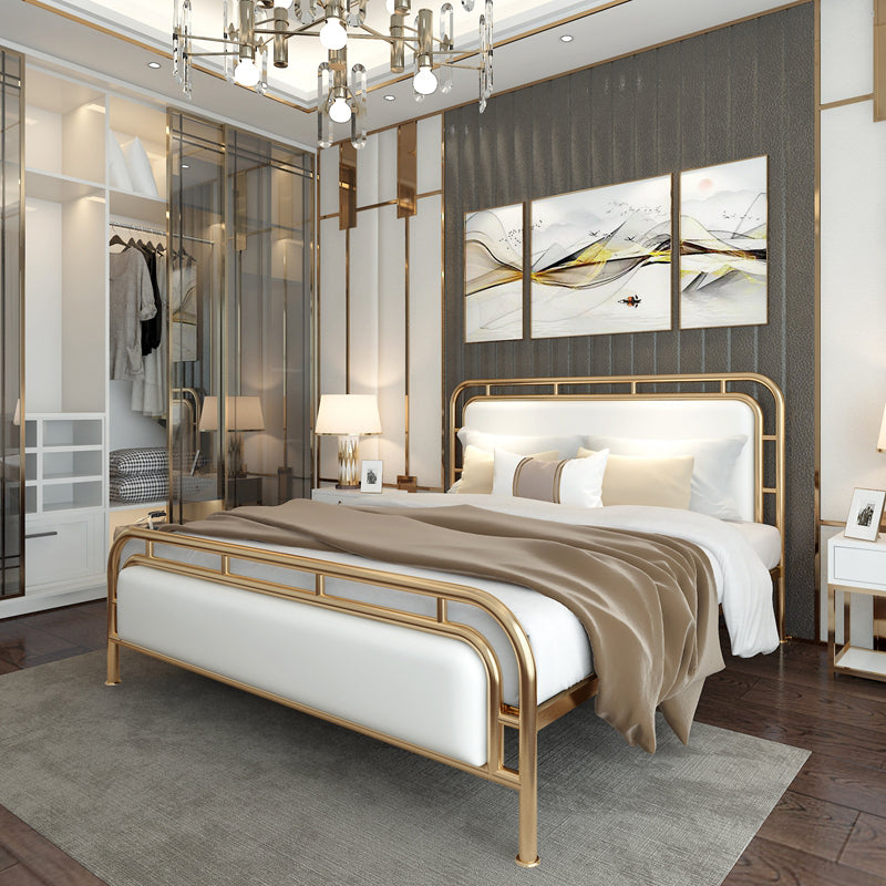 Contemporary Metal Open-Frame Standard Bed with Rectangular Headboard