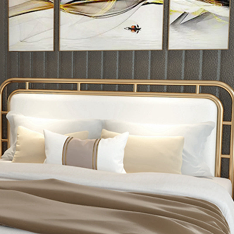 Contemporary Metal Open-Frame Standard Bed with Rectangular Headboard