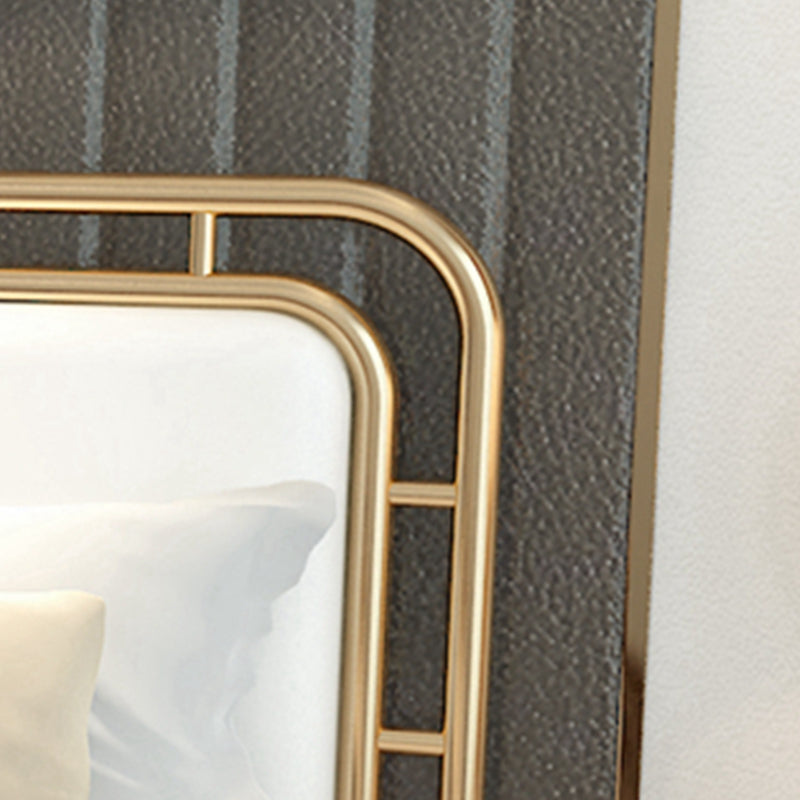 Contemporary Metal Open-Frame Standard Bed with Rectangular Headboard