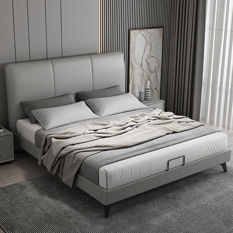 Modern Wooden Headboard with Rectangular Panel and Metal Legs