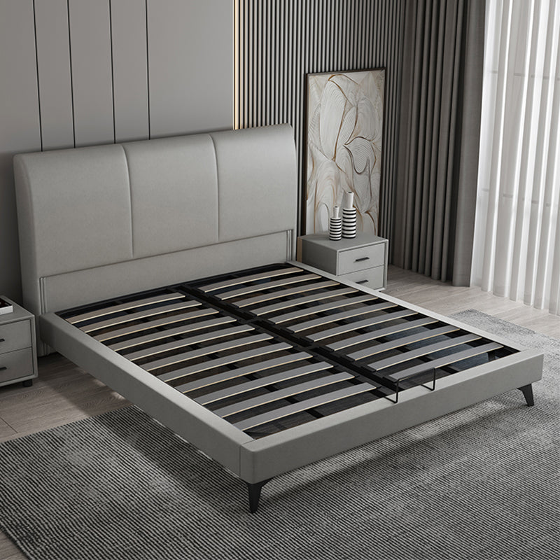 Modern Wooden Headboard with Rectangular Panel and Metal Legs