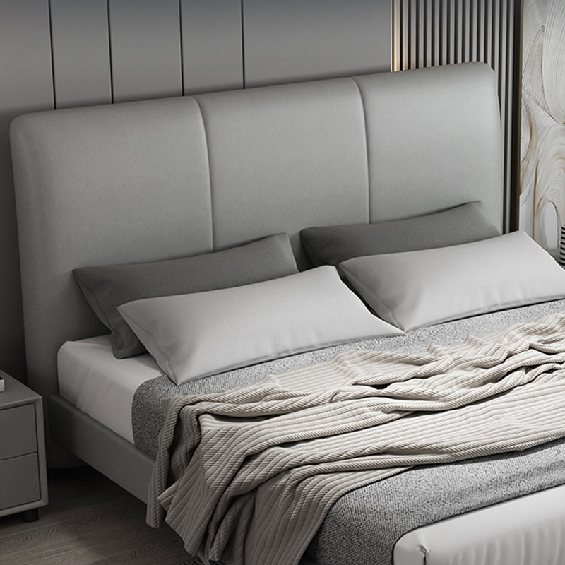 Modern Wooden Headboard with Rectangular Panel and Metal Legs