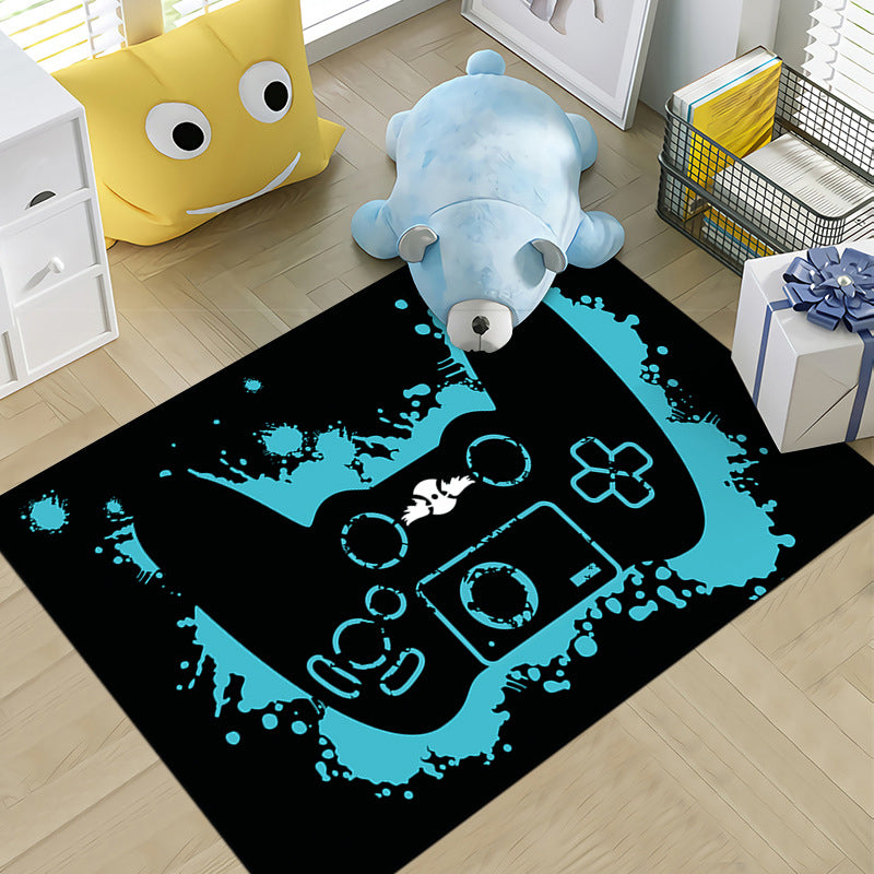 Funky Gamepad Print Carpet Polyester Indoor Rug Non-Slip Backing Rug for Living Room