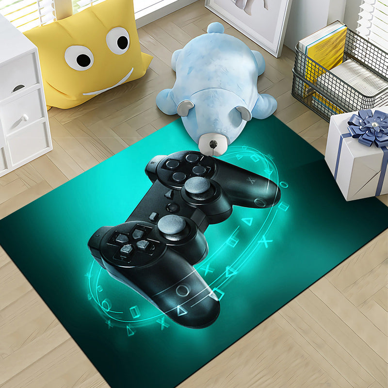 Funky Gamepad Print Carpet Polyester Indoor Rug Non-Slip Backing Rug for Living Room