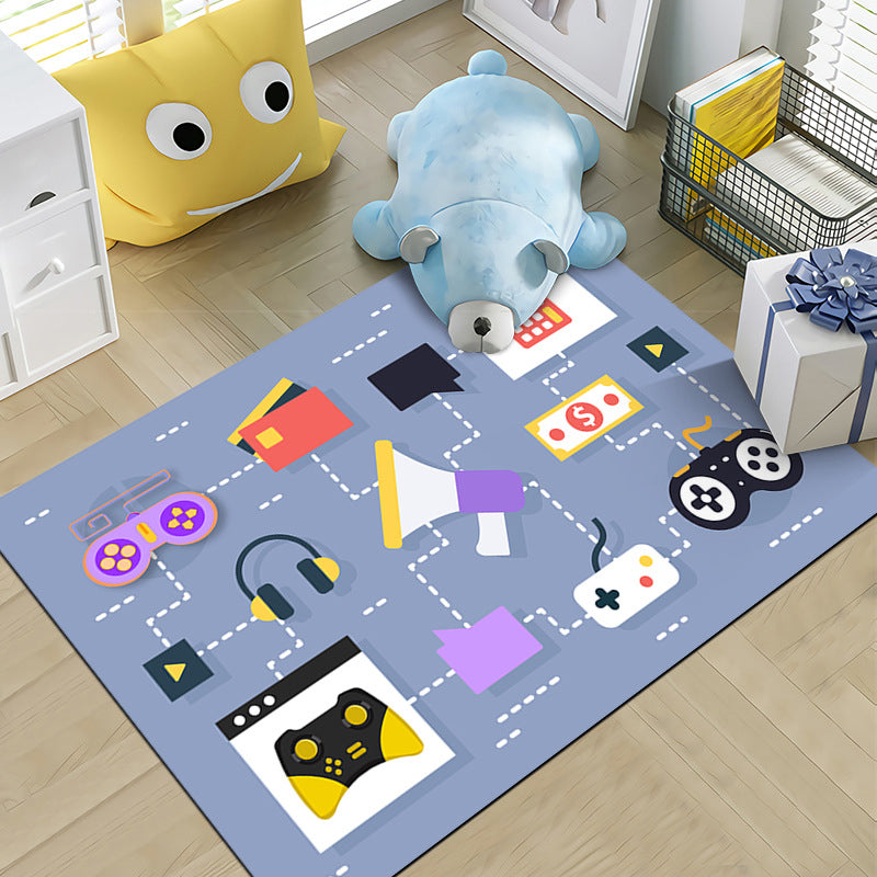 Funky Gamepad Print Carpet Polyester Indoor Rug Non-Slip Backing Rug for Living Room
